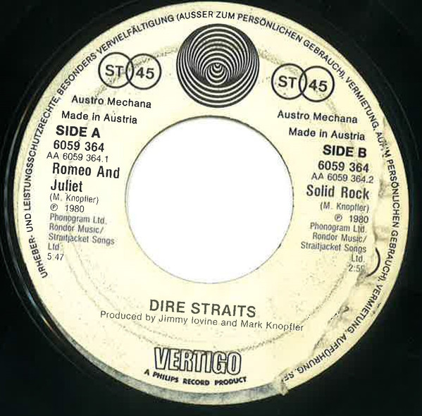 Dire Straits' first album, LP vinyl record, PGP RTB 1980., Yugoslavia