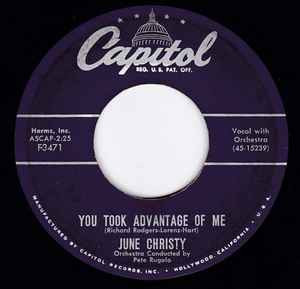 June Christy - You Took Advantage Of Me / Intrigue album cover