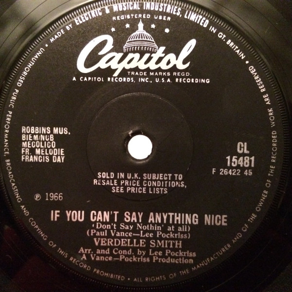 last ned album Verdelle Smith - I Dont Need Anything If You Cant Say Anything Nice