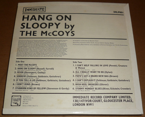 The McCoys - Hang on Sloopy | Immediate (IMLP 001) - 2