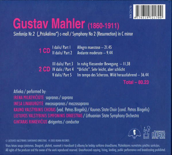 télécharger l'album Lietuvos Valstybinis Simfoninis Orkestras Gustav Mahler - Simfonija Nr2
