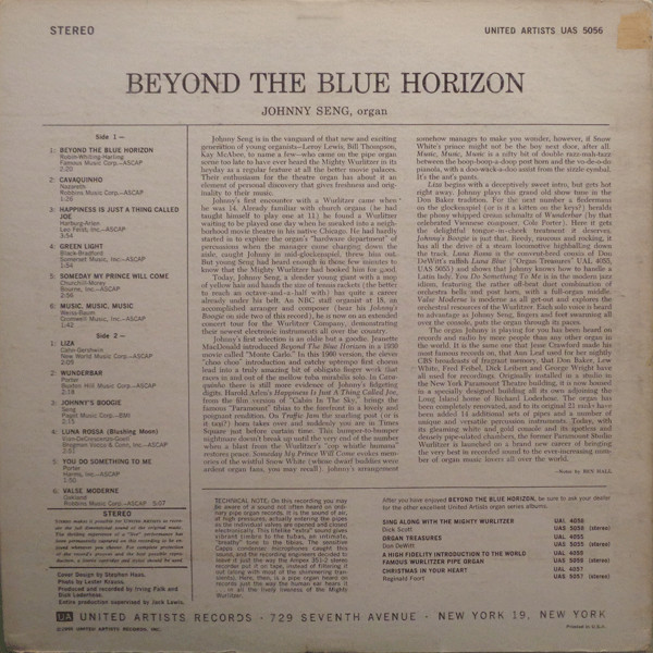 télécharger l'album Johnny Seng - Beyond The Blue Horizon