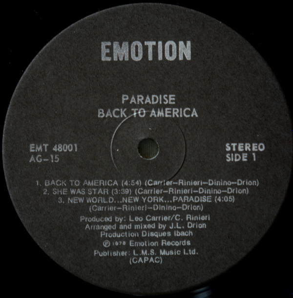 Paradise - Back To America | Emotion Records (EMT-48001) - 3