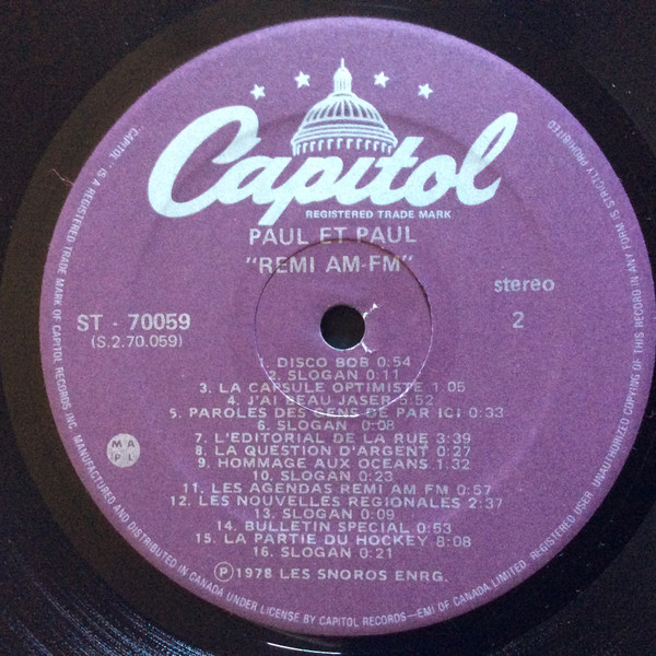 Paul Et Paul - Remi Am/Fm | Capitol Records (ST 70 059) - 5