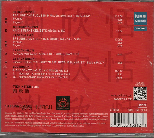 last ned album Tien Hsieh, Beethoven, Liszt, Bach, Busoni - Mostly Transcriptions 2