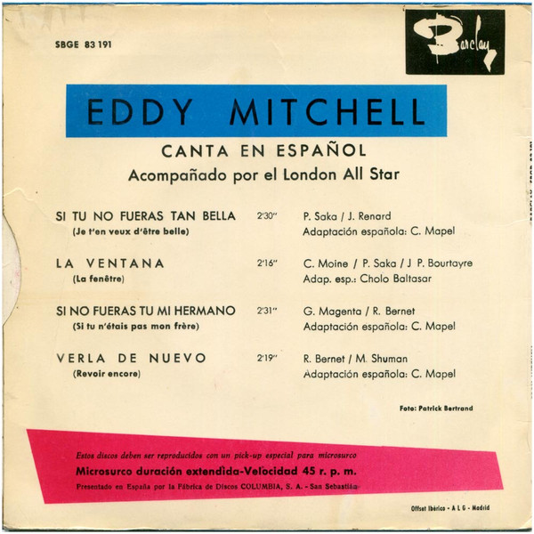 baixar álbum Eddy Mitchell Acompañado Por El London All Star - Si Tu No Fueras Tan Bella