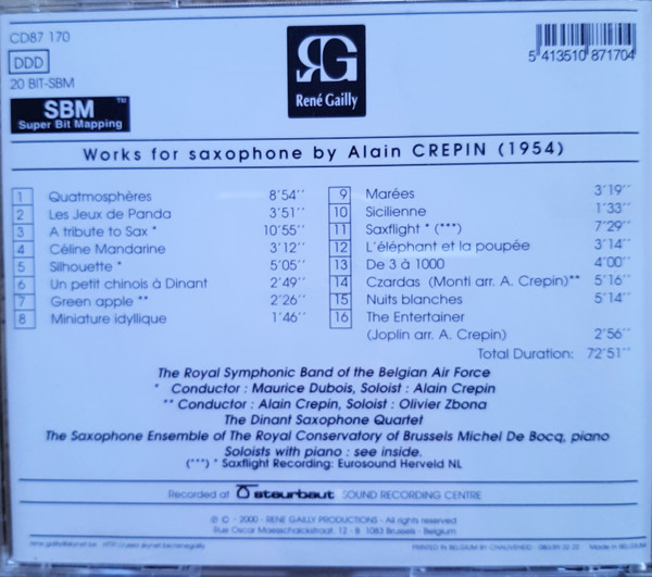 ladda ner album Alain Crepin - Works For Saxophone