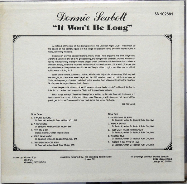 baixar álbum Donnie Seabolt - It Wont Be Long