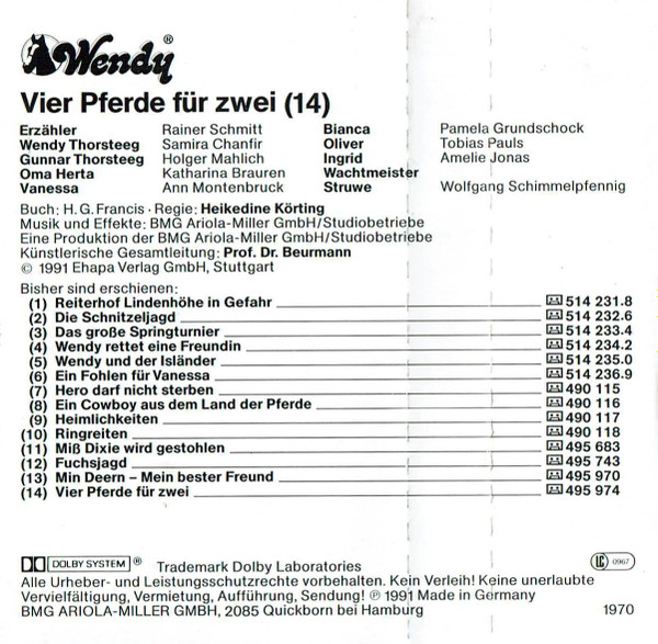 descargar álbum H G Francis - Wendy 14 Vier Pferde Für Zwei