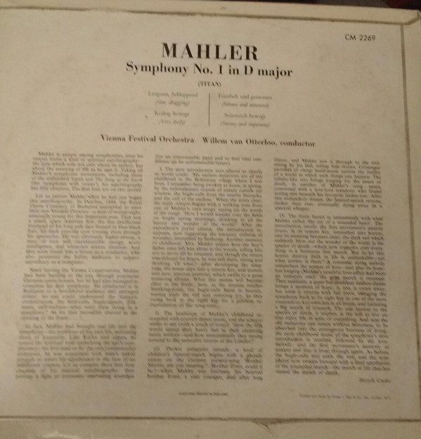 ladda ner album Mahler, Vienna Festival Orchestra, Willem Van Otterloo - Symphony No 1 In D Major Titan