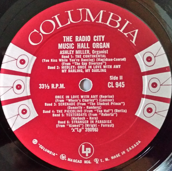 Ashley Miller - The Radio City Music Hall Organ | Columbia (CL 945) - 4