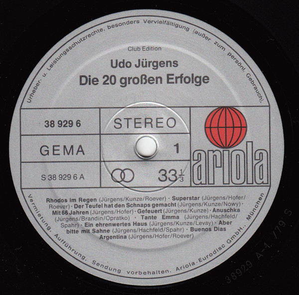 descargar álbum Udo Jürgens - Die 20 Großen Erfolge