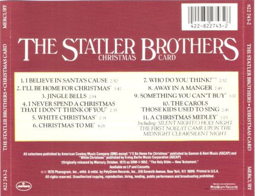 The Statler Brothers – The Statler Brothers Christmas Card (1978, Vinyl) -  Discogs