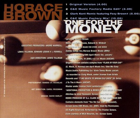 Horace Brown – One For The Money (1996, CD) - Discogs