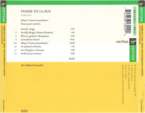 last ned album Pierre de la Rue The Hilliard Ensemble - Missa Cum Iocunditate Motets