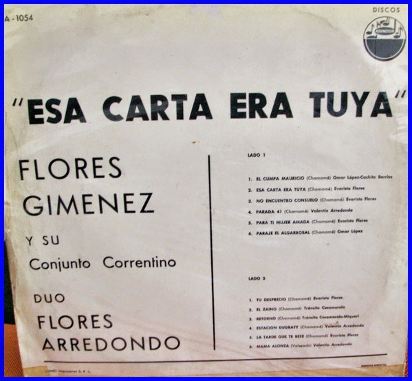 descargar álbum Flores Giménez Y Su Conjunto Correntino - Esa Carta Era Tuya