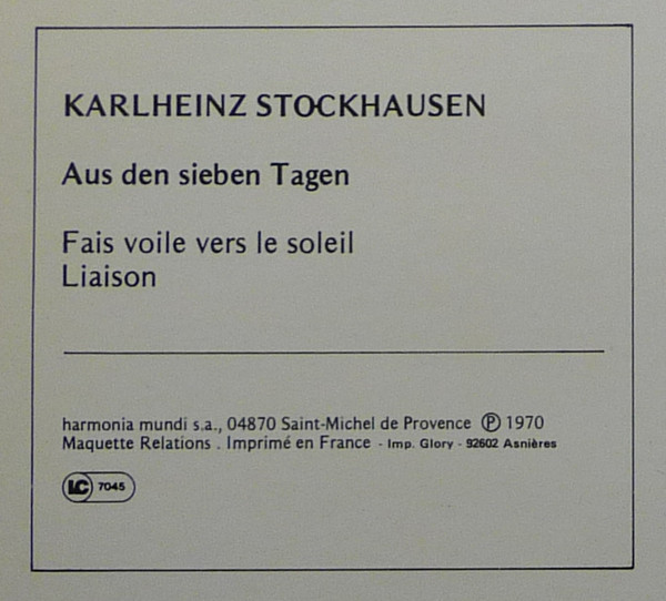 last ned album Karlheinz Stockhausen Musique Vivante, Diego Masson - Aus Den Sieben Tagen