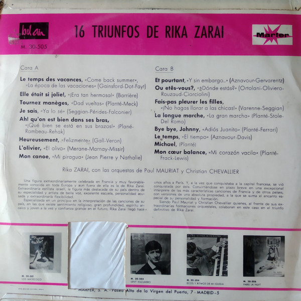 descargar álbum Rika Zarai - 16 Grandes Triunfos De