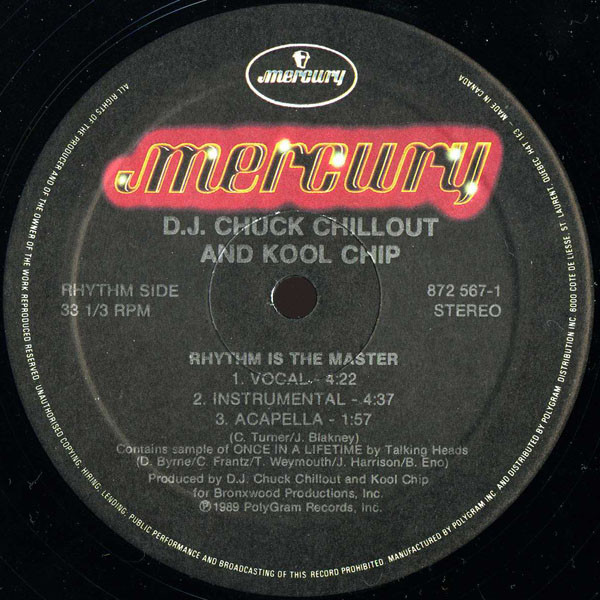 D.J. Chuck Chillout & Kool Chip – Rhythm Is The Master (1989