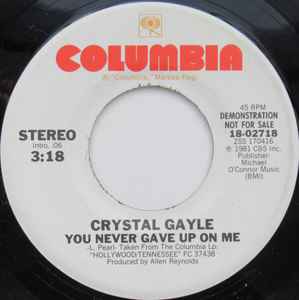 Crystal Gayle You Never Gave Up On Me 1981 Vinyl Discogs