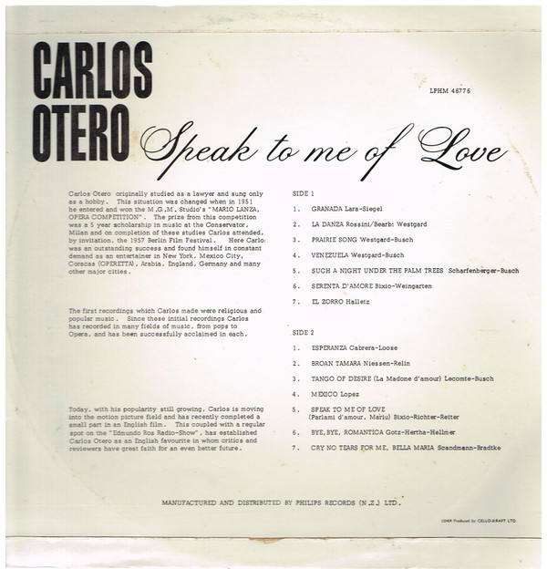 Album herunterladen Carlos Otero - Speak To Me Of Love