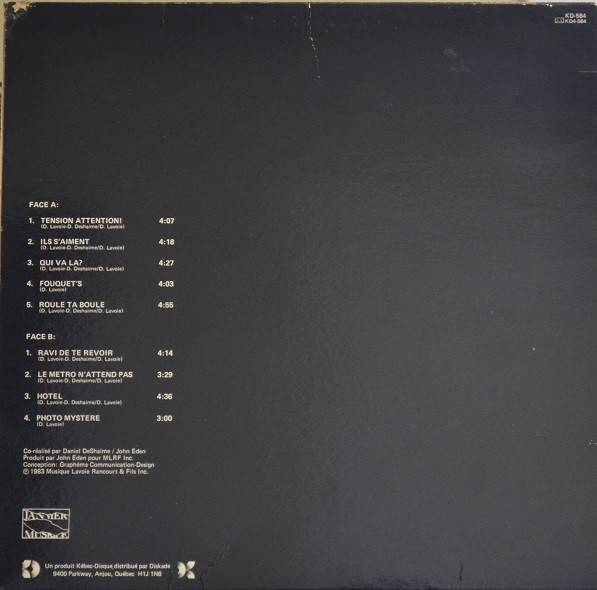 Daniel Lavoie - Tension Attention [Vinyl] | Kébec-Disc (KD-584) - 2