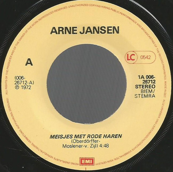 descargar álbum Arne Jansen - Meisjes Met Rode Haren Ik Heb De Hele Nacht