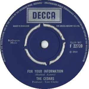 The Cedars - For Your Information / Hide If You Want To Hide album cover