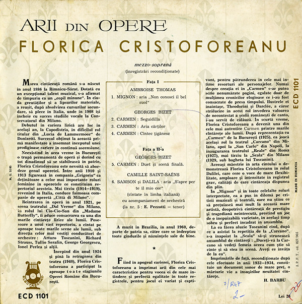 baixar álbum Florica Cristoforeanu - Arii Din Opere