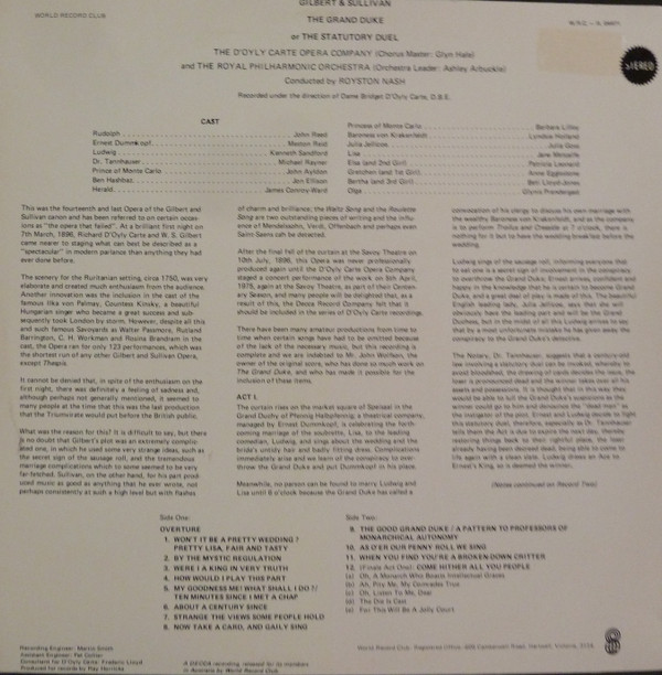 lataa albumi Gilbert And Sullivan - The Grand Duke Or The Statutory Duel