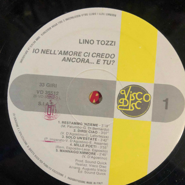 ladda ner album Lino Tozzi - Io NellAmore Ci Credo Ancora E Tu