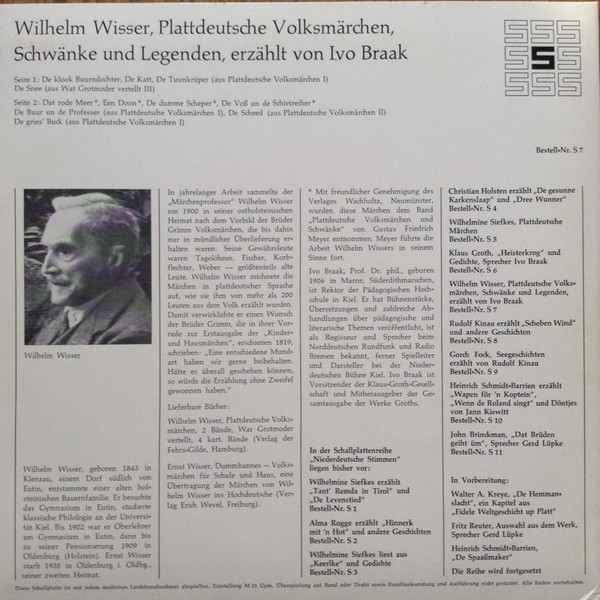 ladda ner album Wilhelm Wisser, Ivo Braak - Plattdeutsche Volksmärchen Schwänke Und Legenden