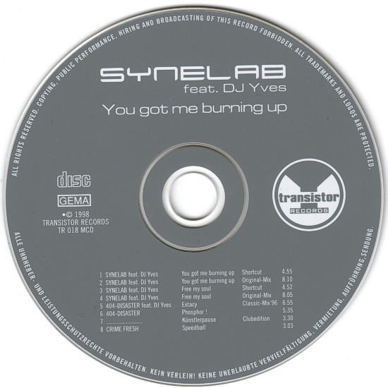 lataa albumi Synelab Feat DJ Yves - You Got Me Burning Up