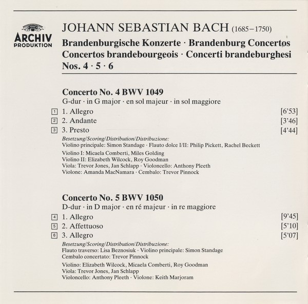 lataa albumi Bach The English Concert, Trevor Pinnock - Brandenburgische Konzerte 456