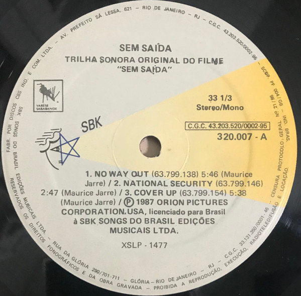 last ned album Download Maurice Jarre - No Way Out Trilha Sonora Original Do Filme Sem Saída album
