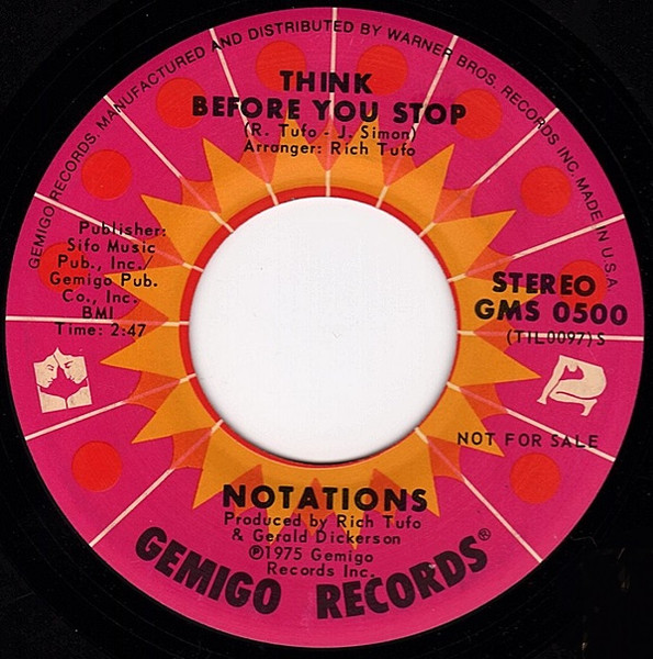 Notations – Think Before You Stop (1975, Vinyl) - Discogs