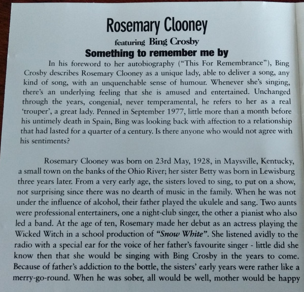 ladda ner album Rosemary Clooney - Something To Remember Me By