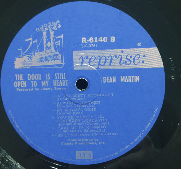 Dean Martin - The Door Is Still Open To My Heart | Reprise Records (R-6140) - 4