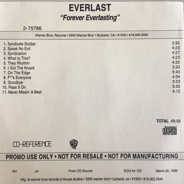 Casa del dolor/Ice-T Rhyme Syndicate Cinta de Sellado! Everlast-Forever Everlasting 