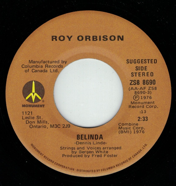 Roy Orbison - Belinda / No Chain At All | Releases | Discogs