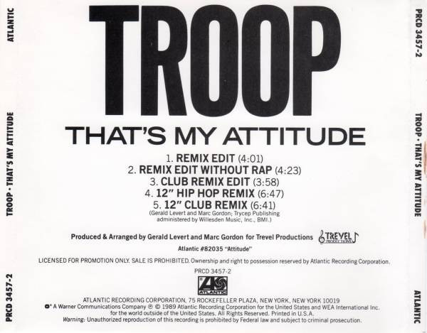 Troop – That's My Attitude (1990, Vinyl) - Discogs