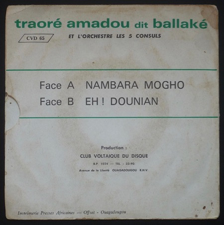 télécharger l'album Traoré Amadou Dit Ballaké Et L'Orchestre Les 5 Consuls - Nambara Mogho