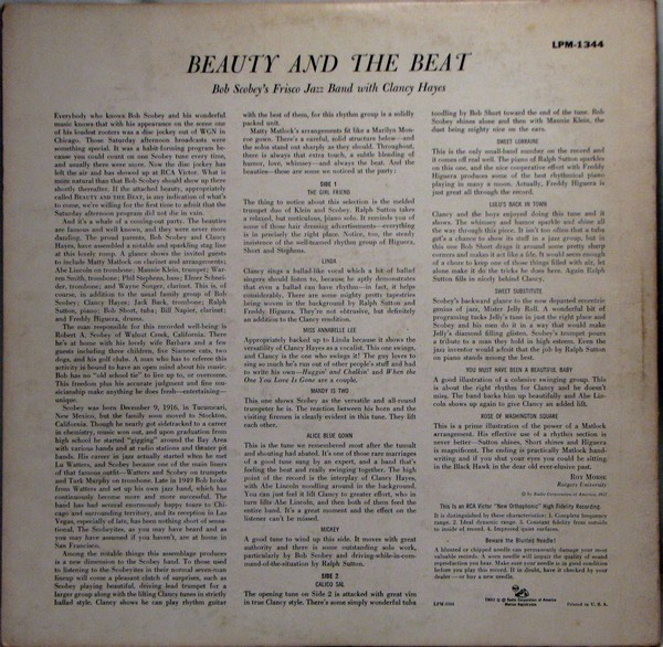 last ned album Bob Scobey's Frisco Jazz Band Featuring Clancy Hayes - Beauty And The Beat