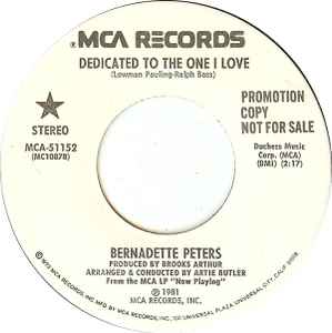 Bernadette Peters - Dedicated To The One I Love album cover