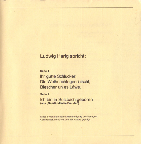 télécharger l'album Ludwig Harig - Ihr Gutte Schlucker