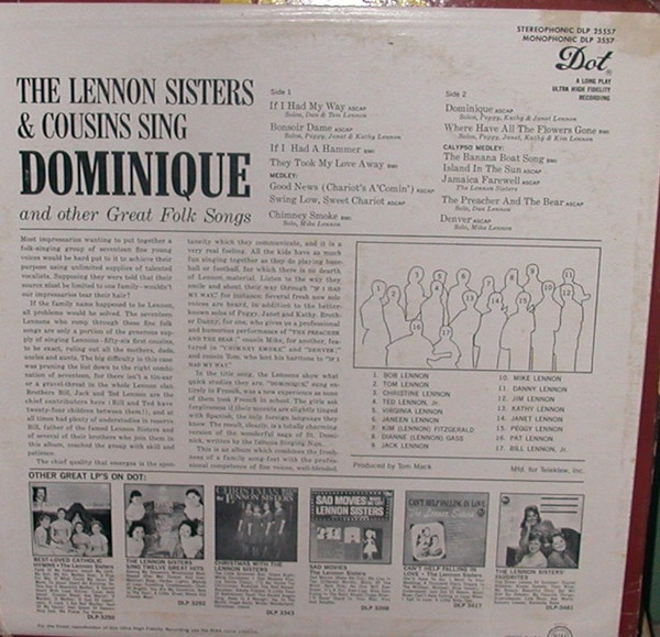 télécharger l'album The Lennon Sisters - Dominique