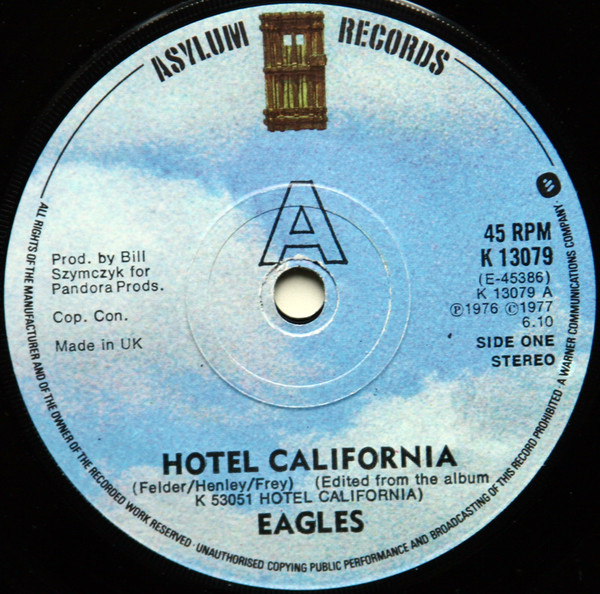 Eagles – Hotel California (1977, Vinyl) - Discogs