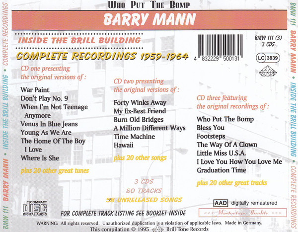 Barry Mann – Inside The Brill Building - Complete Recordings 1959 