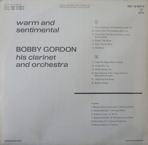 ladda ner album Bobby Gordon - Warm And Sentimental