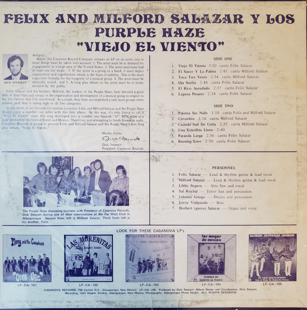 télécharger l'album The Purple Haze , Milford Salazar, Felix Salazar - Viejo El Viento